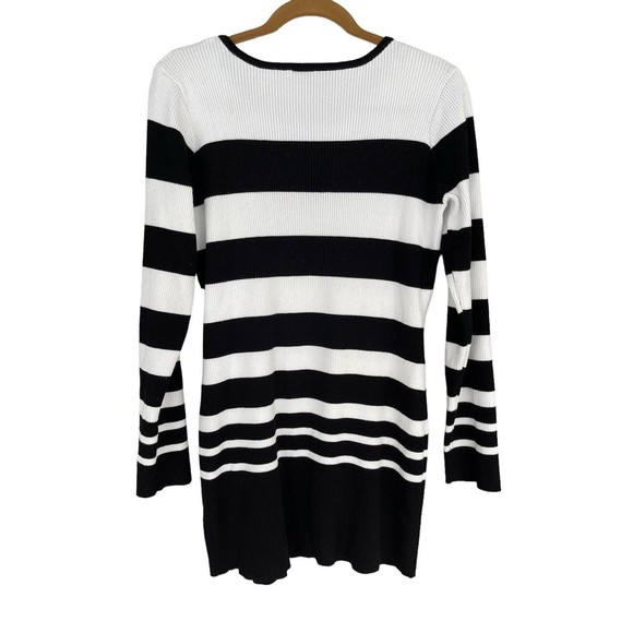 AB‎ Studio Black And White Striped Long Sleeve Sweater Size XL - Picture 2 of 5